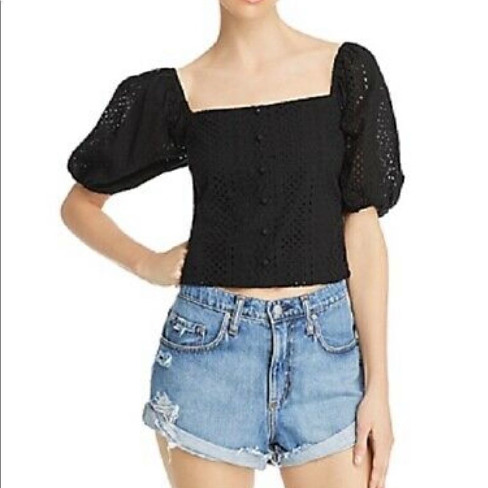 Lucy Paris New xs crop eyelet puff sleeves